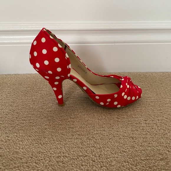 Call It Spring Red Polka Dot Heels - Picture 4 of 8